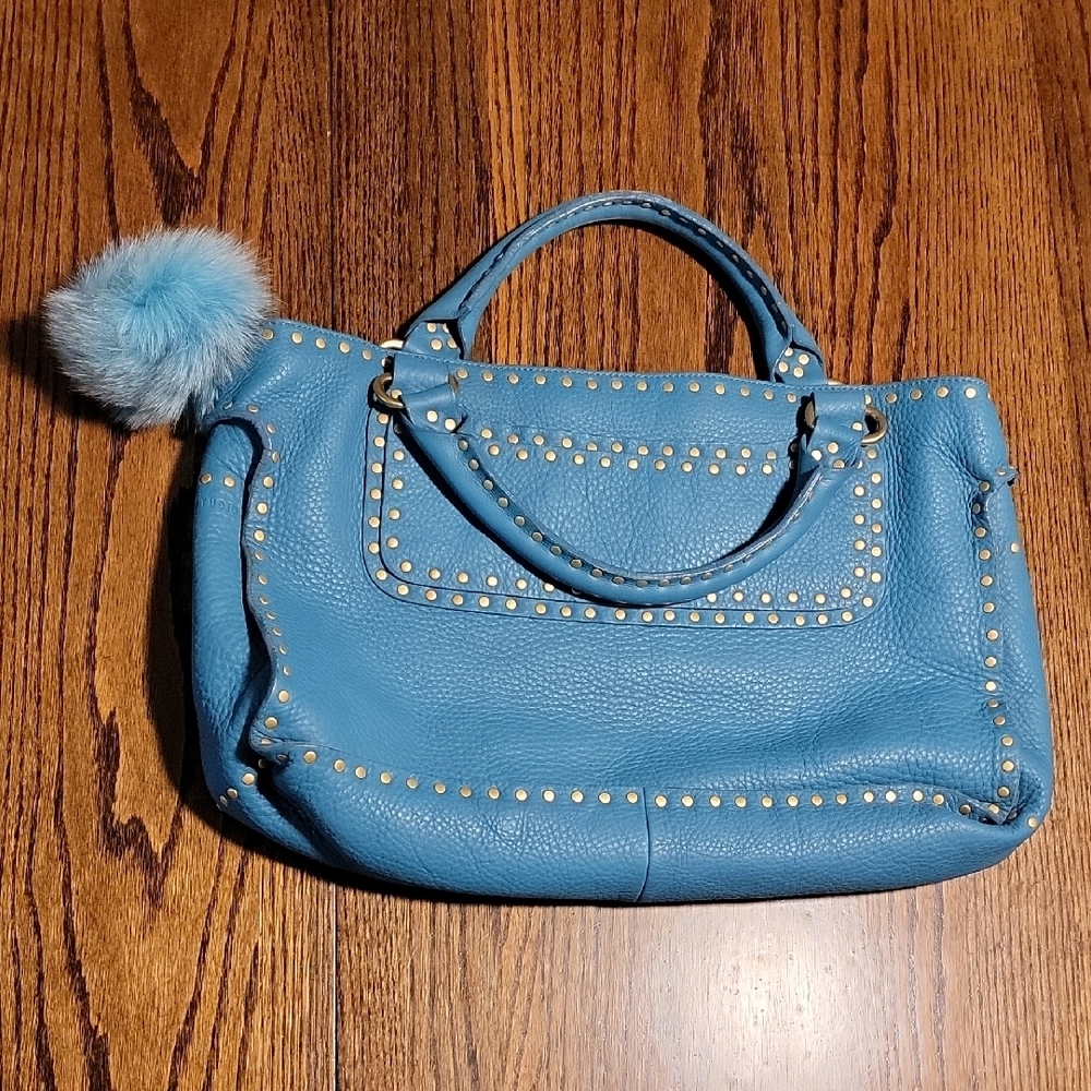 Blue Studded Handbag